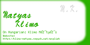 matyas klimo business card